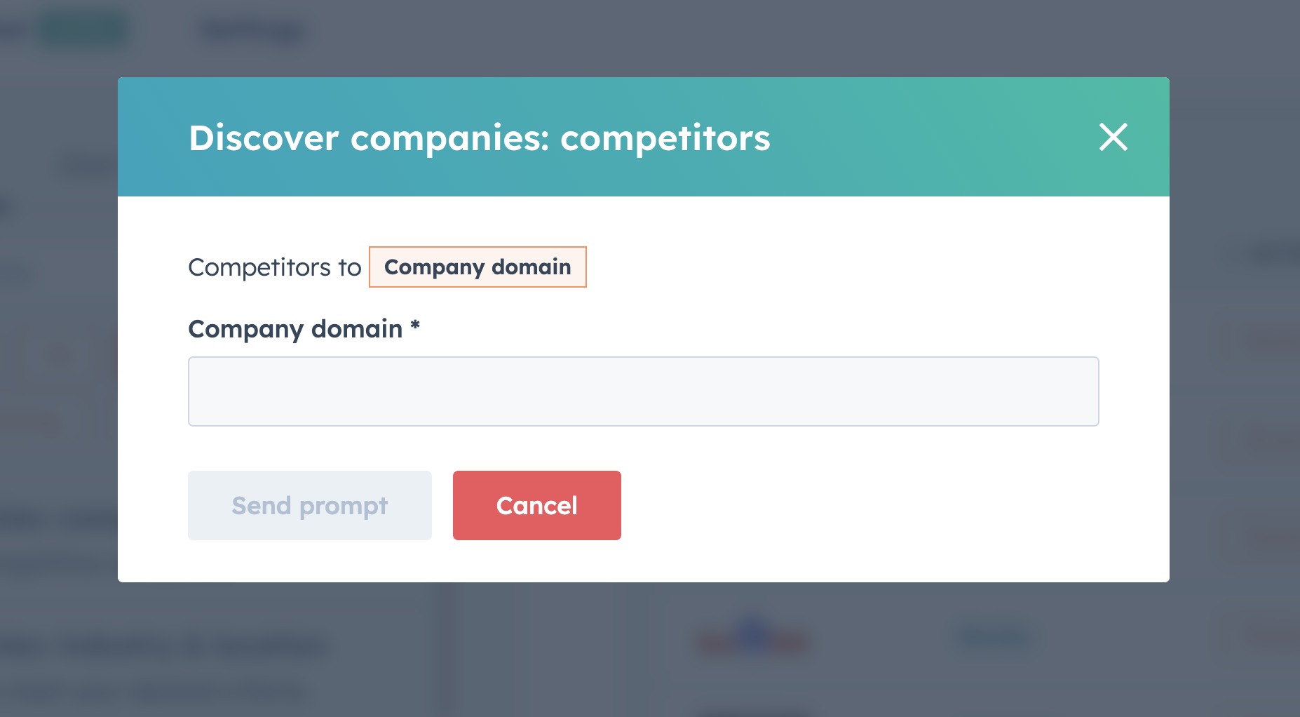 Discover competitors ChatSpot prompt